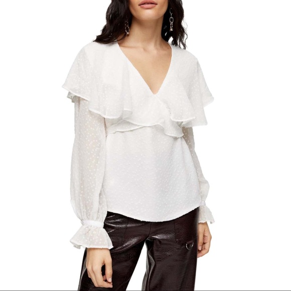 Topshop Tops - TOPSHOP Dobby Cape Detail Angel Blouse Nordstrom